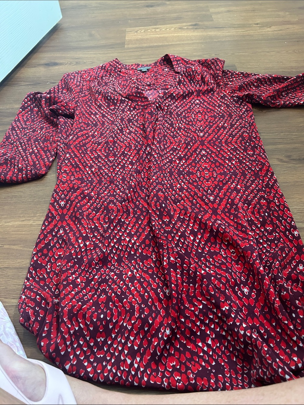 Lilla P Red and Black Long-Sleeve Patterned Dress